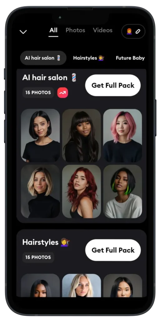 Remini ai CURLY HAIRSTYLE feature