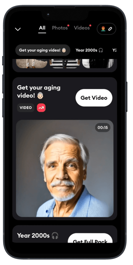 Remini ai aging video feature