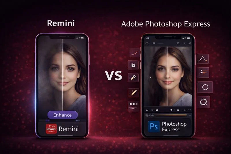 Remini AI vs Adobe Photoshop Express Features Comparison 1 Remini AI vs Adobe Photoshop Express Features Comparison